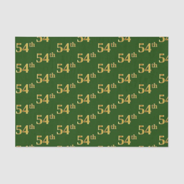 Green, Faux Gold 54th (Fifty-Fourth) Event Tissue Paper (Front)