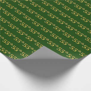 Green, Faux Gold 55th (Fifty-Fifth) Event Wrapping Paper