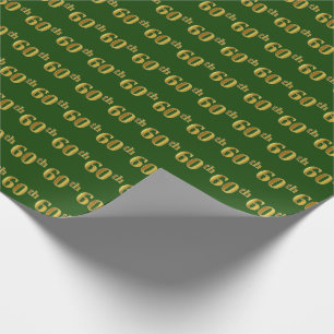 Green, Faux Gold 60th (Sixtieth) Event Wrapping Paper