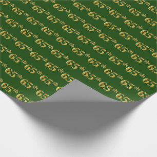 Green, Faux Gold 65th (Sixty-Fifth) Event Wrapping Paper