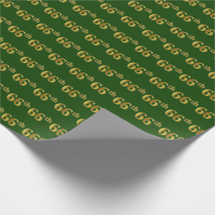 Green, Faux Gold 66th (Sixty-Sixth) Event Wrapping Paper