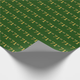 Green, Faux Gold 71st (Seventy-First) Event Wrapping Paper