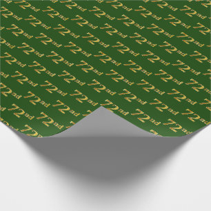 Green, Faux Gold 72nd (Seventy-Second) Event Wrapping Paper