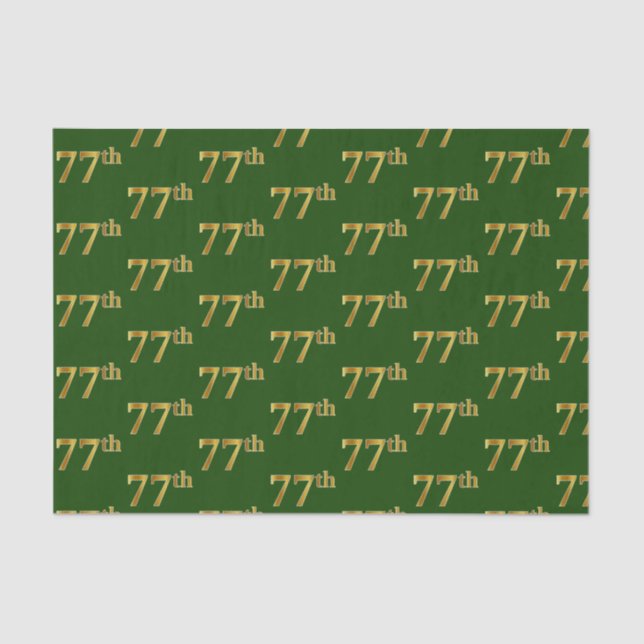 Green, Faux Gold 77th (Seventy-Seventh) Event Tissue Paper (Front)