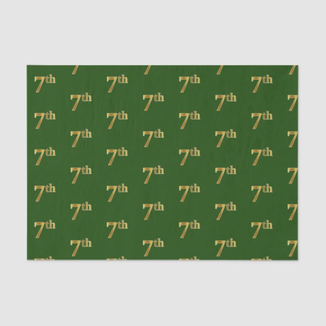 Green, Faux Gold 7th (Seventh) Event Tissue Paper (Front)