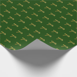 Green, Faux Gold 7th (Seventh) Event Wrapping Paper
