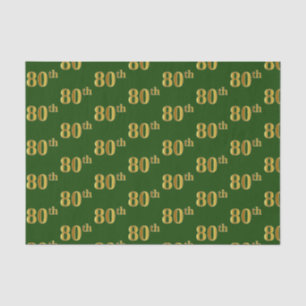Green, Faux Gold 80th (Eightieth) Event Tissue Paper
