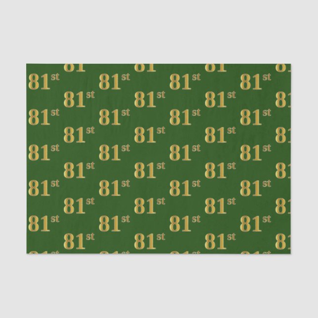 Green, Faux Gold 81st (Eighty-First) Event Tissue Paper (Front)