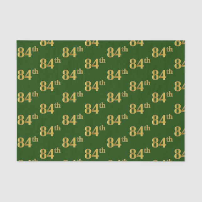 Green, Faux Gold 84th (Eighty-Fourth) Event Tissue Paper (Front)