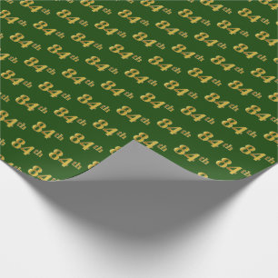 Green, Faux Gold 84th (Eighty-Fourth) Event Wrapping Paper