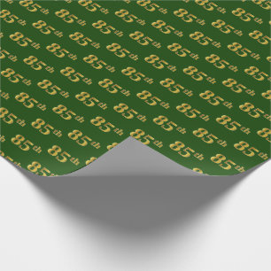 Green, Faux Gold 85th (Eighty-Fifth) Event Wrapping Paper