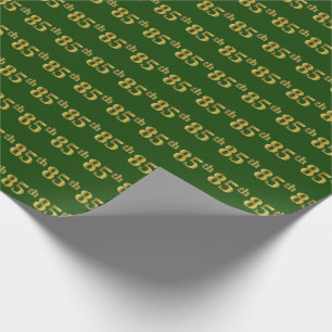Green, Faux Gold 85th (Eighty-Fifth) Event Wrapping Paper