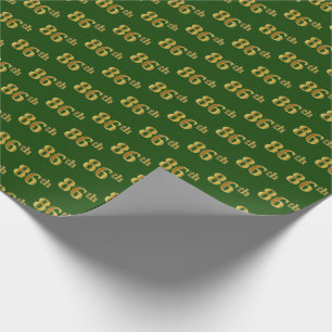 Green, Faux Gold 86th (Eighty-Sixth) Event Wrapping Paper