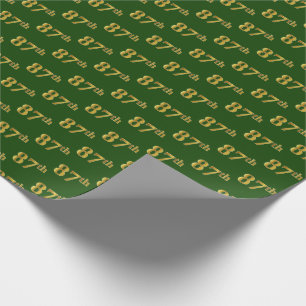 Green, Faux Gold 87th (Eighty-Seventh) Event Wrapping Paper