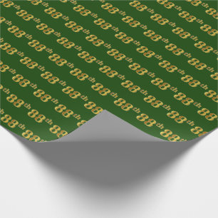 Green, Faux Gold 88th (Eighty-Eighth) Event Wrapping Paper