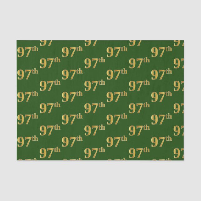 Green, Faux Gold 97th (Ninety-Seventh) Event Tissue Paper (Front)