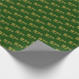 Green, Faux Gold 97th (Ninety-Seventh) Event Wrapping Paper
