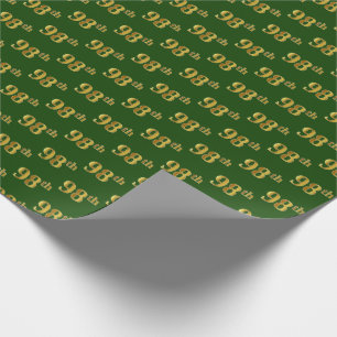 Green, Faux Gold 98th (Ninety-Eighth) Event Wrapping Paper
