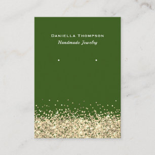 Green Faux Gold Glitter Jewellery Earring Display Business Card