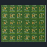 Green, Faux Gold "HAPPY 16th BIRTHDAY" Wrapping Paper<br><div class="desc">This wrapping paper design features a message like "HAPPY 16th BIRTHDAY",  with the "16th" having a faux/imitation gold appearance. It also features a name that can be customised,  and a green coloured background. It could perhaps be used when wrapping gifts being given for somebody’s sixteenth birthday. [~Z0000132]</div>