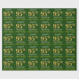 Green, Faux Gold "HAPPY 95th BIRTHDAY" Wrapping Paper