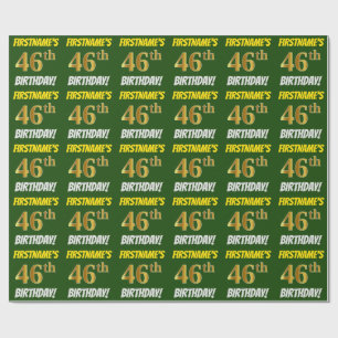 Green, Faux/Imitation Gold, "46th BIRTHDAY" Wrapping Paper