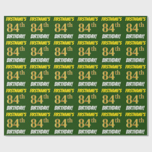 Green, Faux/Imitation Gold, "84th BIRTHDAY" Wrapping Paper