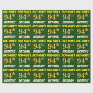 Green, Faux/Imitation Gold, "94th BIRTHDAY" Wrapping Paper