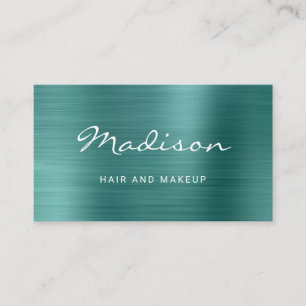 Green Faux Metallic Hair & Makeup Business Card