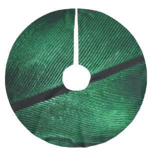 Green Feather, Beautiful Pattern Texture. Brushed Polyester Tree Skirt