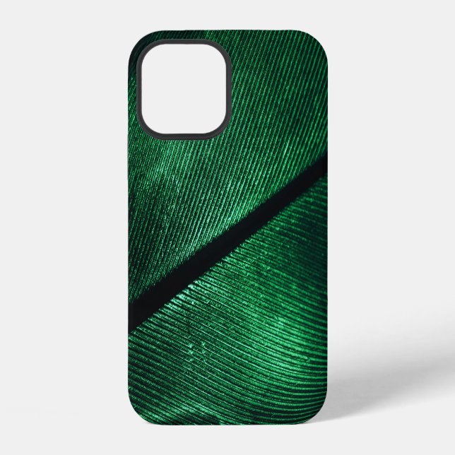 Green Feather, Beautiful Pattern Texture. iPhone Case (Back)