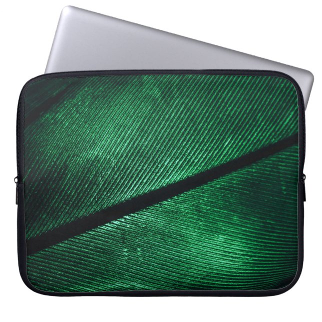 Green Feather, Beautiful Pattern Texture. Laptop Sleeve (Front)