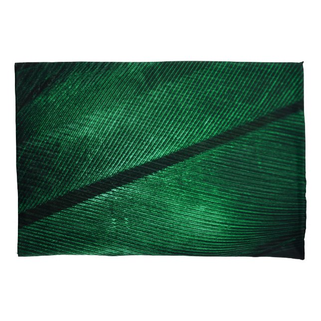 Green Feather, Beautiful Pattern Texture. Pillowcase (Front)