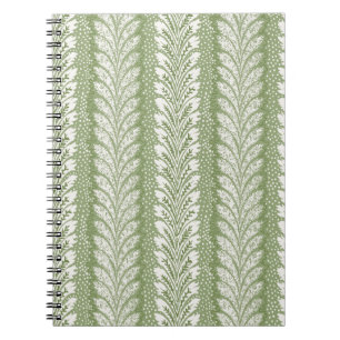 Green Feather Stripe, Elegant Botanical Notebook