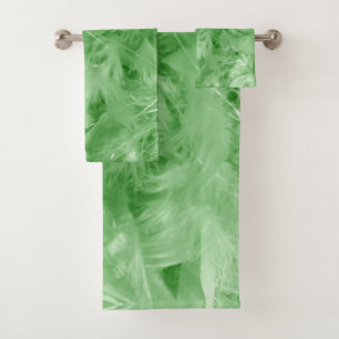 Green Feathers Bath Towel Set