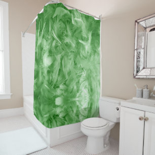 Green Feathers Shower Curtain