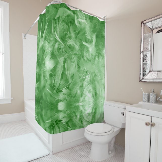 Green Feathers Shower Curtain (In Situ)