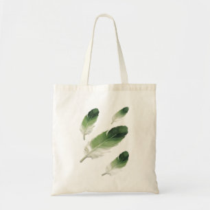 Green Feathers Watercolor Minimalist Aesthetic Tote Bag