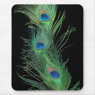 Green Feathers with Black Mouse Pad