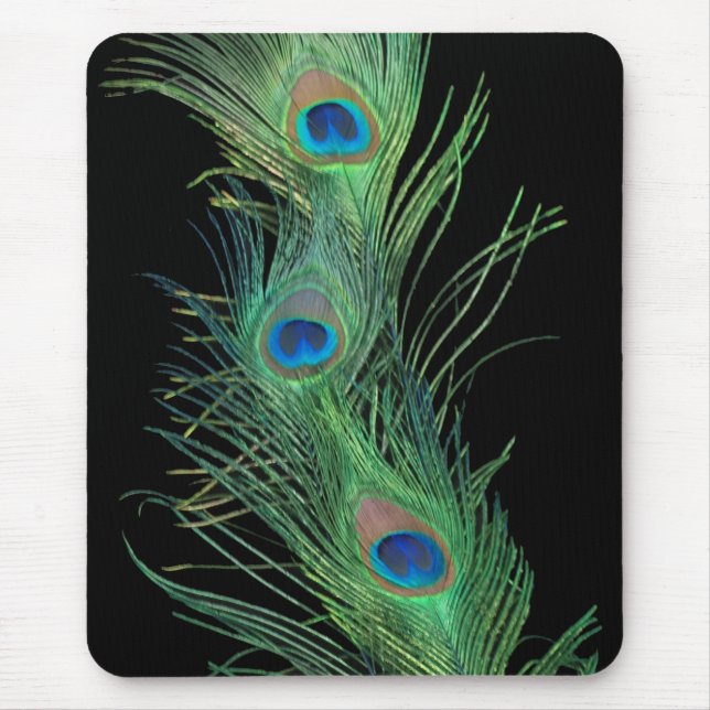 Green Feathers with Black Mouse Pad (Front)