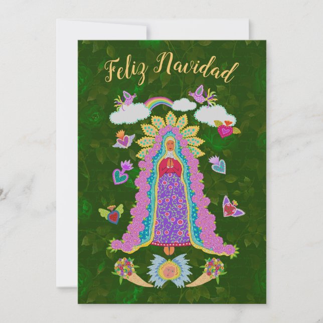 Green Feliz Navidad Christmas Lady of Guadalupe (Front)