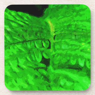Green Fern Abstract Impressionism Coaster