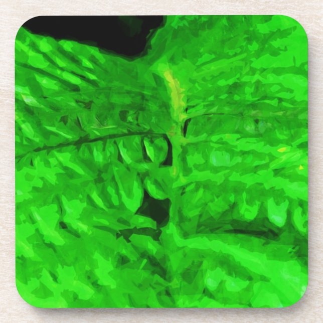 Green Fern Abstract Impressionism Coaster (Front)