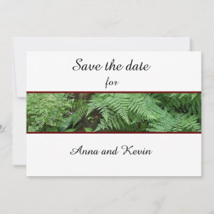 Green Fern Flat Save The Date Card