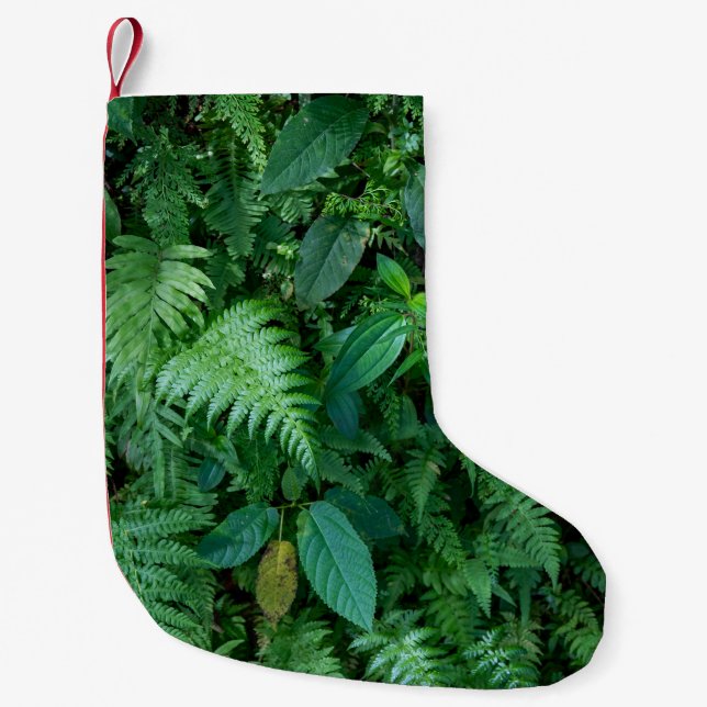 Green Fern Grass Foliage Texture Small Christmas Stocking (Front)