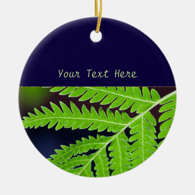 Green Fern Leaf Ceramic Tree Decoration (Front)