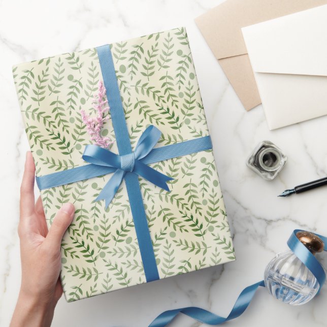 Green Fern Leaf Natural Pattern All Occasion Wrapping Paper (Gifting)