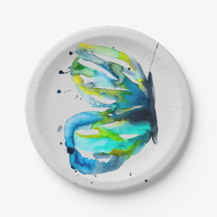 Green fern leaf plant art paper plate