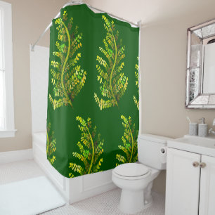 Green fern leaf plant art shower curtain