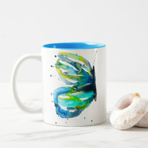 Green fern leaf plant art Two-Tone coffee mug